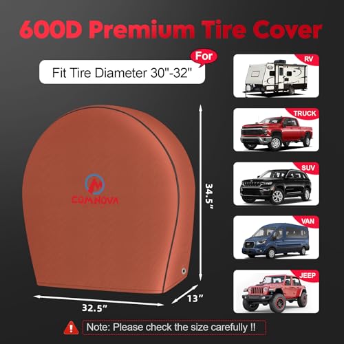 Comnova Rv Tire Covers 4 Pack - Tough Tire Wheel Protector For Truck, Travel Trailer, Suv, Camper, Boat, Van, 600D Waterproof Ra