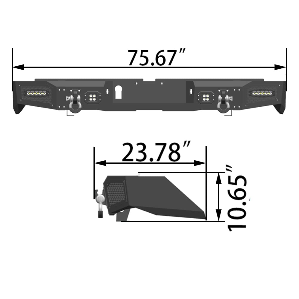 Tioyar Rear Bumper Compatible With 2014 2015 2016 2017 2018 2019 2020 2021 Toyota Tundra W/4 Led Lights + 2 4.75 D-Rings