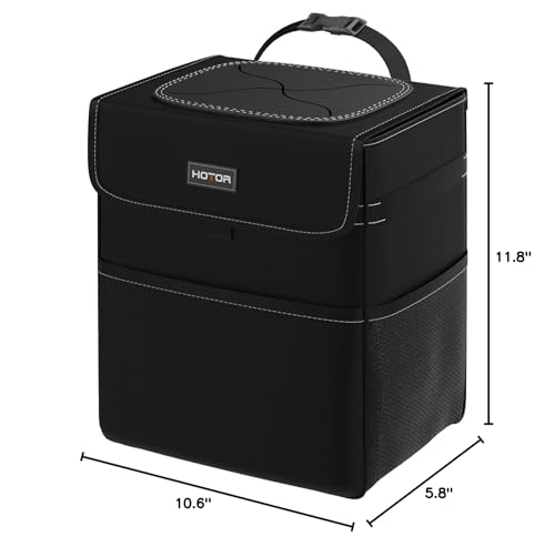 Hotor Car Trash Can - 3.5 Gallon Ultra Large Car Organizer And Storage With Adjustable Straps & Magnetic Snaps, Waterproof Car A