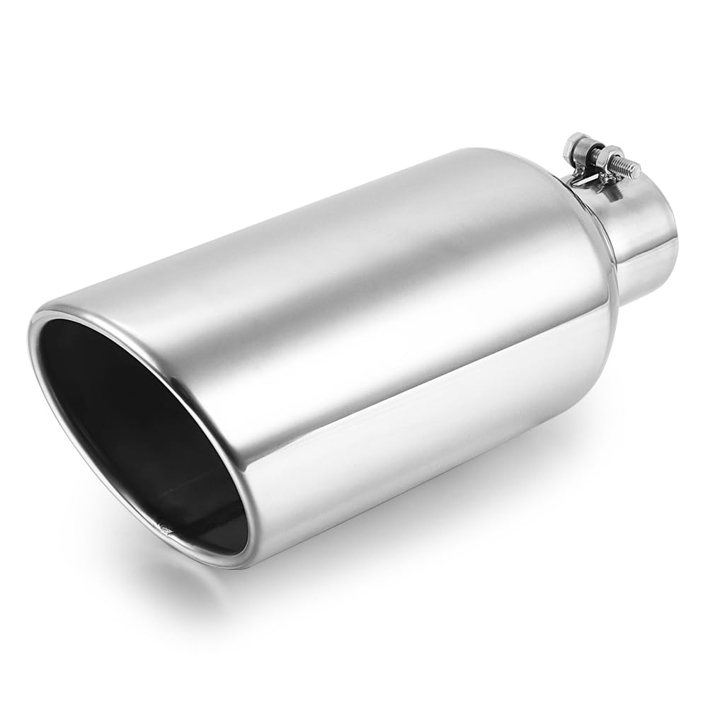 A-KARCK Exhaust Tip 3'' Inlet to 6'' Outlet, 15'' Overall Length Polishing Bolt On Exhaust Tailpipe Tip Protect Tailpipe