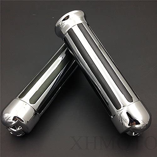 Httmt Mt080-25-Cd Chrome Skull Zombie Style Hand Grips 1 Inch 25Mm Handlebar Compatible With Harley Xl 883 Hugger Sportster Cruiser
