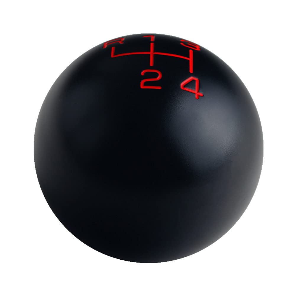 DEWHEL Black/Red Inlay Sphere 4 Speed Manual Shift Knob Shifter Stick 200 Grams Weighted Aluminum 3/8-16 Compatible with Hurst S