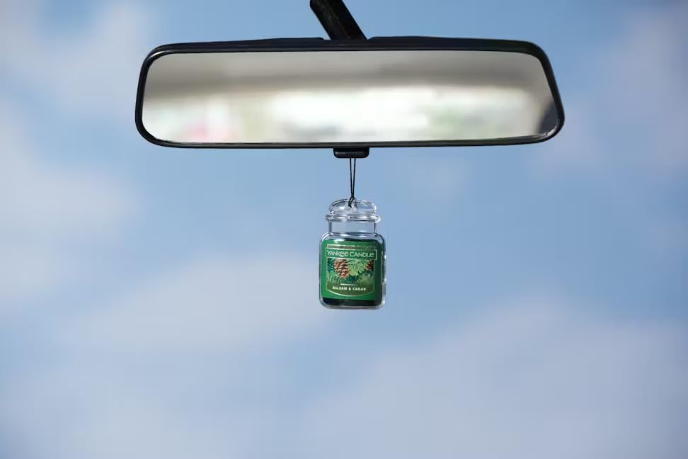 Yankee Candle Gel Car Jar Air Freshener, Balsam Cedar Scent, 1 Count, Green, Model 609032859411