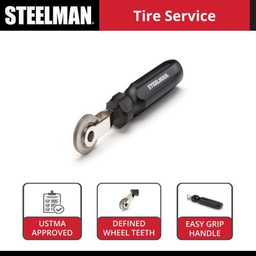Steelman Tire and Tube Patch Auto Repair Stitcher Tool, Prevents Air Bubbles from Compromising Patch Job During RMA-Approved Flat Tire Repairs, Defined Teeth, 1 1/2-inch Wheel