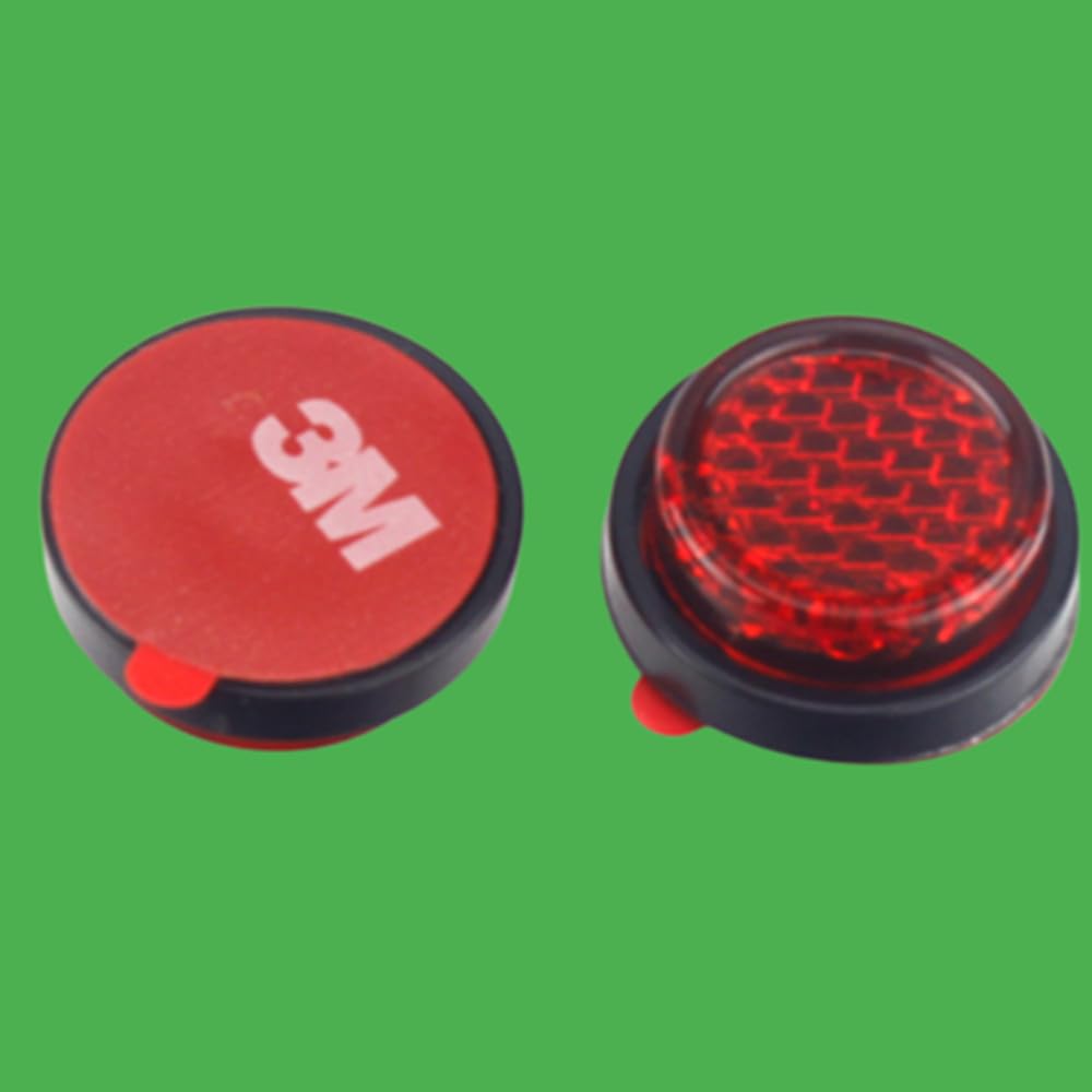 Kashaipu 4Pcs Red Plastic Universal Screw Mount Reflective Warning Reflector For Motorcycle Bike License Plate Bolts,Round Refle