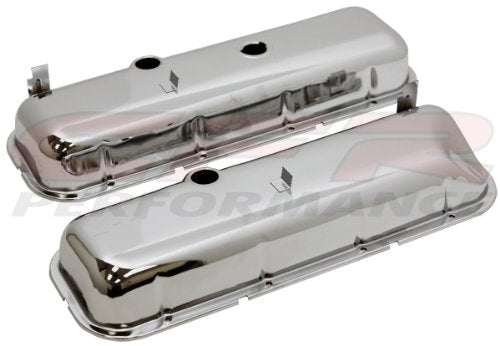 1965-72 Compatible/Replacement for Chevy Big Block 396-427-454 Tall OEM Style (Recessed Corner) Steel Valve Covers - Chrome