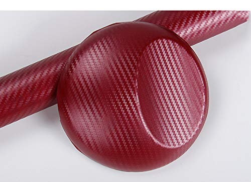 Lzlrun 3D Carbon Fiber Vinyl Wrap Roll With Air Release Bubble Free Adhesive Film - Come With Knife + Hand Tool (Deep Red, 1.5Ft X 5Ft)