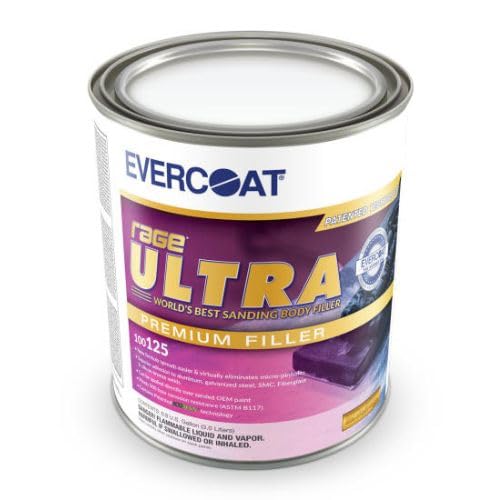 Evercoat Rage Ultra - Sanding Body Filler For Steel, Fiberglass, Aluminum And More - 128 Fl Oz