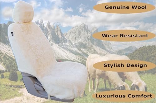 Sheepskin Elite Premium Sheepskin Car Seat Cover - All Season Comfort And Protection, Easy Installation (56'' X 23'', Beige Colo