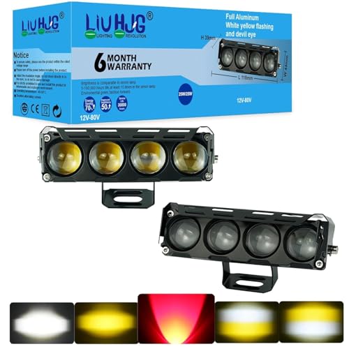 Oto2Eye 6 Months Warranty Powered By Liu Hjg 4 Led Super Bright Fog Light, 12V80V, 5 Modes White, Yellow, Red, Alternative & Fl