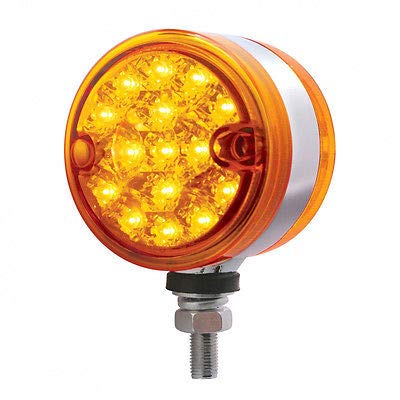 United Pacific 37483 Marker Light, Reflector, Double Face, LED, Assembly, Dual Function, 15 LED, Amber Lens/Amber LED, Chrome-Plated Steel, 3&quot; Lens, Round Design