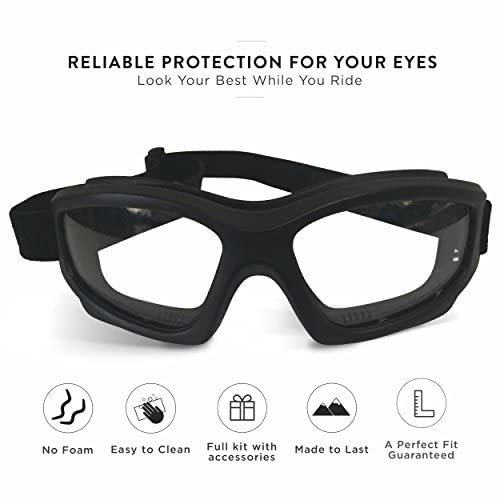 Clear Lens Motorcycle Goggles For Men: Heavy-Duty Riding Goggles W/Hard Case, Cleaning Cloth, And Pouch By Get Lost