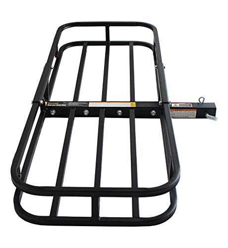 Maxxhaul 70107 53 X 19-1/2 Hitch Cargo Carrier - Trailer Mount Steel With High Side Rails For Rv'S, Trucks, Suv'S, Vans, Cars 2 Receiver 500-Lb Load Capacity , Black