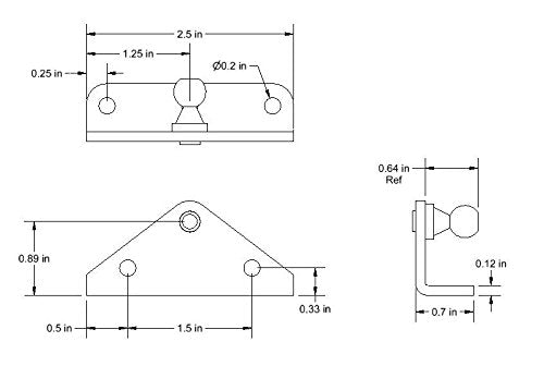 Angled Lift Support Bracket Inside Mount - Zinc Plated 10 Gauge Steel - 10mm Ball Stud - Gas Strut Mounting Brackets - Gas Shock Lid Strut Prop Spring Mount