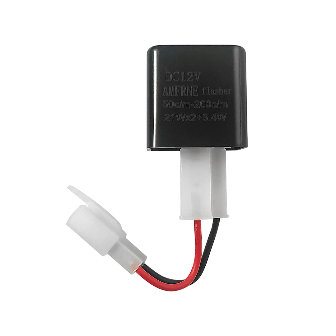 AMFRNE Adjustable 2-Pin Electronic LED Flasher Relay for Motorcycles Fix Turn Signal Hyper Flash, 2 Pin Adjustable Flash Rate Fl