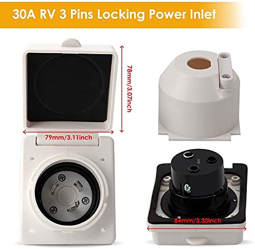Opl5 Rv Power Inlet 30Amp 125V Rv Power Inlet Receptacle, Female Twist Locking Connector, Rv Power Plug Twist Locking Inlet With