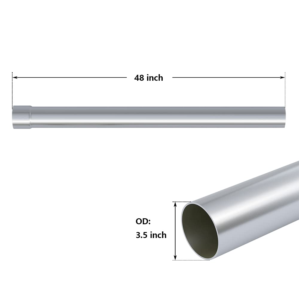A-KARCK Straight Exhaust Pipe 3.5'' OD 2 Pack, Stainless Steel 48'' Long Mandrel Exhaust Tube, Custom Your Own Exhaust System