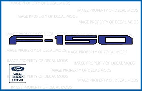 Decal Mods Tailgate Decals Stickers Letters (Thin) Kit Insert Indent For Ford F150 (2018-2020) (Thin Decal) (Blue With Black Out