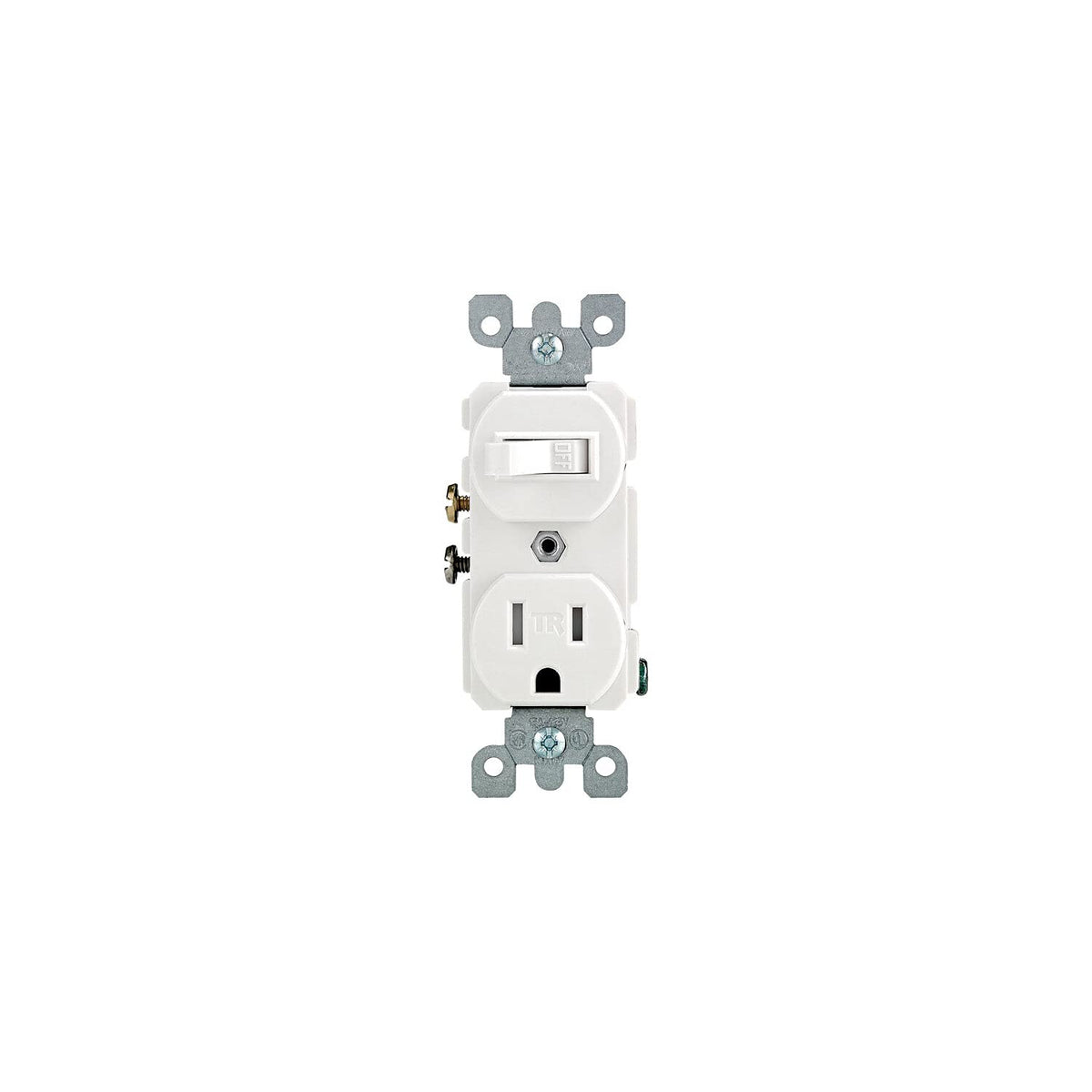 Leviton R62-T5225-0WS 15 Amp White Toggle Switch & Receptacle Combination