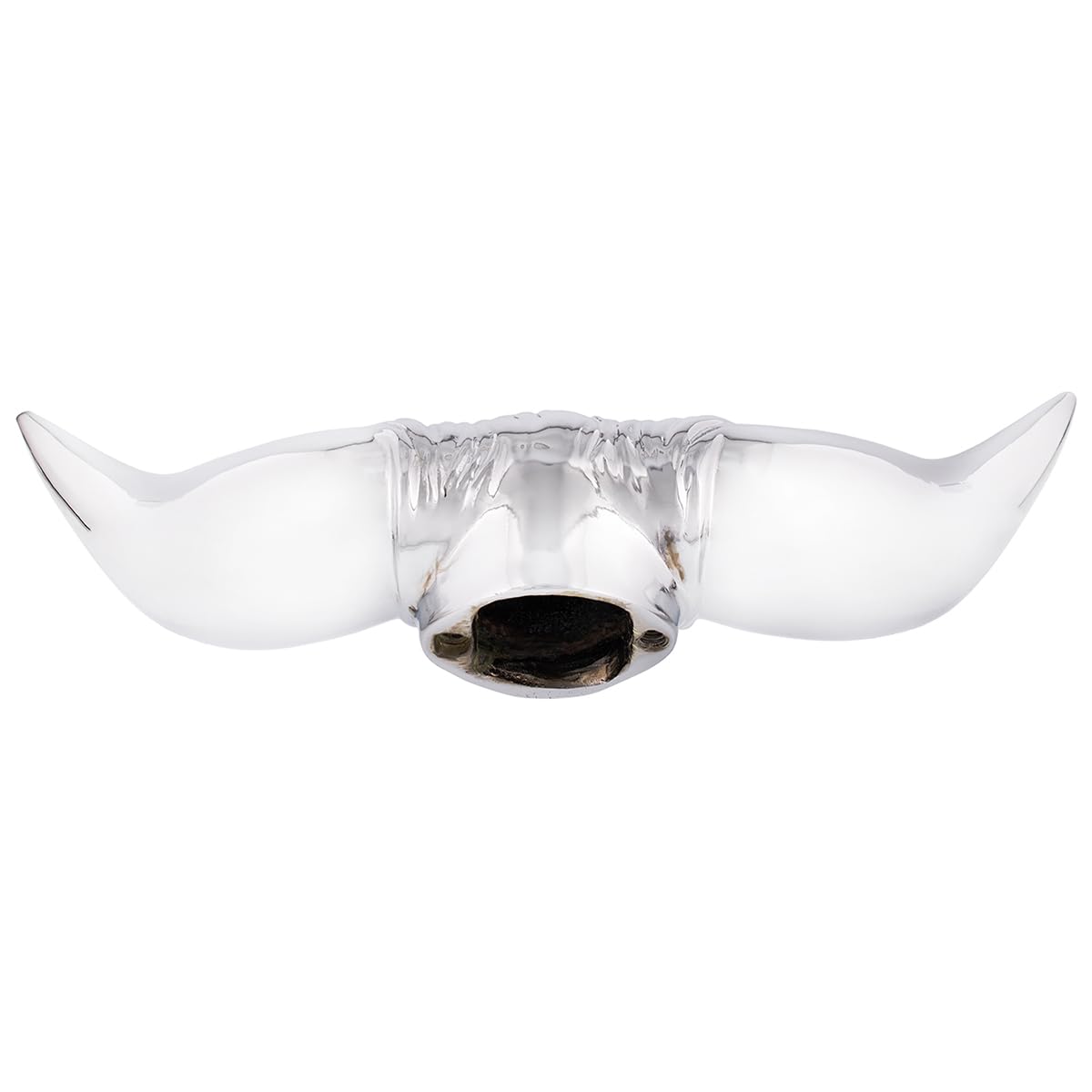 United Pacific 72005 Heavy-Duty Chrome Bull Horn Hood Ornament, Cast Metal Construction, Universal Two Stud Installation, Detailed Design - ONE Unit