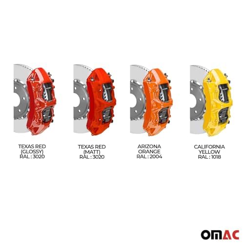 Omac High Temperature Brake Caliper Paint System Kit, Heat Resistant Coating, Epoxy Paint Based System, Arizona Orange (Glossy)