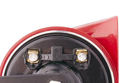 Hella 007424011 Red Trumpet High-Tone Horn With Bracket, 12 V, 500 Hz (Universal Fit)