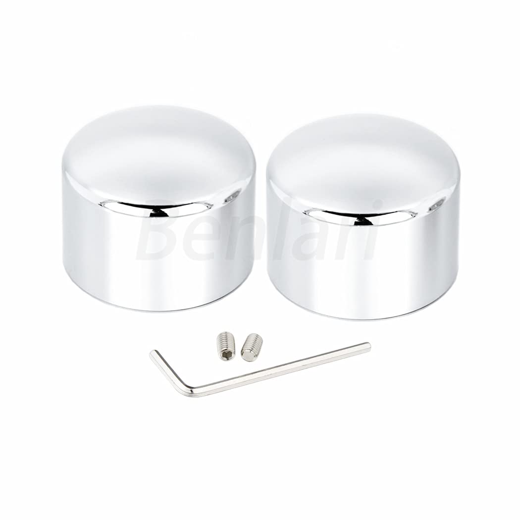 Benlari Chrome Front Axle Nut Covers Fit For Harley, Cnc Axle Nut Caps Compatible With Harley Davidson Touring Sportster Trike Dyna Softail Street Glide Road King Iron 883 Fat Boy 2002-2024