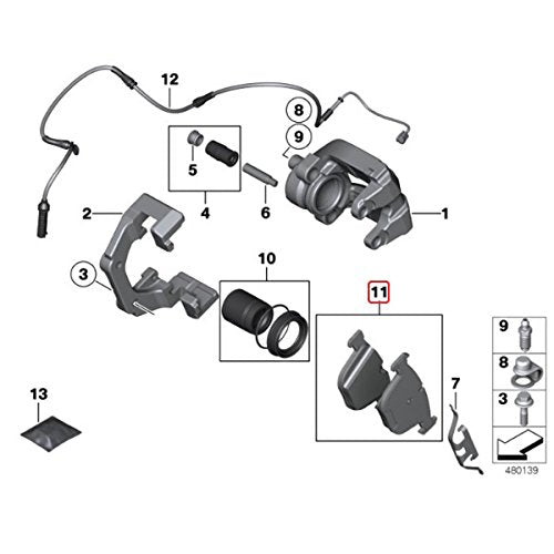 Bosch Bp1042 Quietcast Premium Semi-Metallic Disc Brake Pad Set - Compatible With Select Bmw 525I, 528I, 528I Xdrive, 528Xi, 530I, 530Xi, 535I Xdrive, 535Xi, X5, X6; Rear