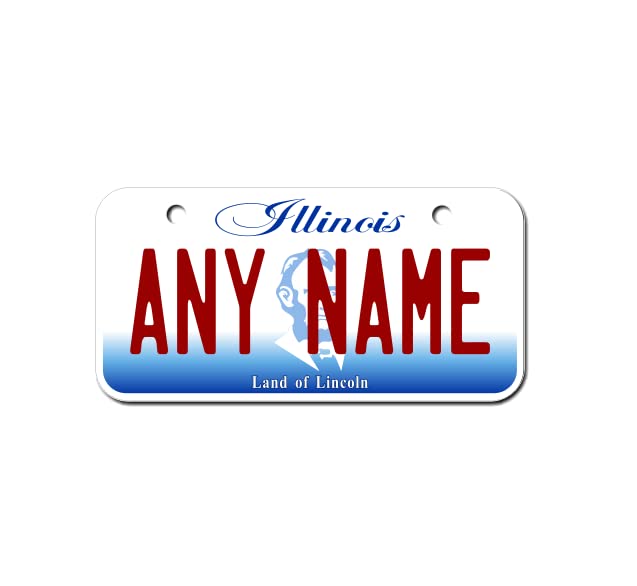 Teamlogo Personalized Illinois License Plate - Sizes For Kid 'S Bikes, Cars, Trucks, Cart, Key Rings Version 2 (3 X 6 Aluminum L