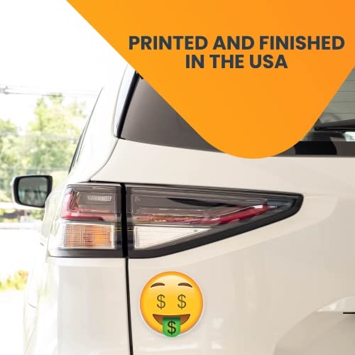 Magnet Me Up Dollar Sign Tongue Out Emoticon Magnet Decal, 5 Inch Round, Cute Self-Expression Decorative Magnet For Car, Truck,
