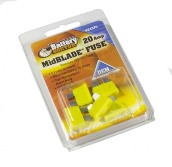 Wirthco Engineering Inc Wirthco 24370 Midblade Fuse - 20 Amp (Yellow), Pack Of 5