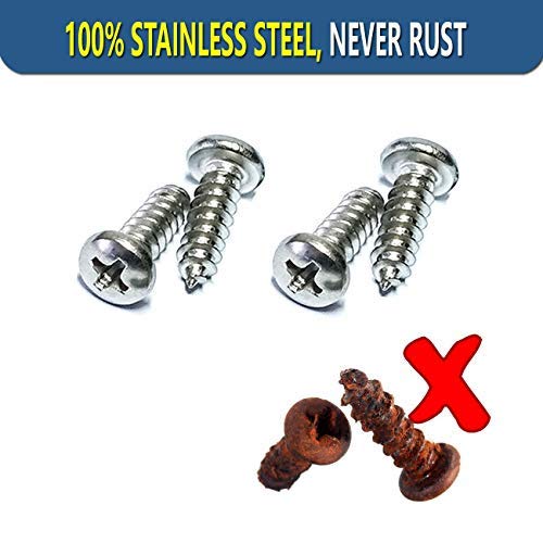 Zxfoog Stainless Steel License Plate Screws-Rust Proof Car Tag Bolts For Fastening Front Or Rear License Plate Frames With Screw