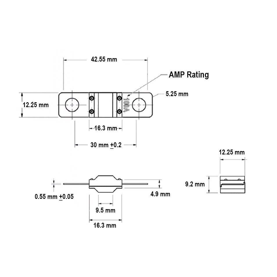F.S.P Midi/Ami 125A 125 Amp, 32V Fuse For Automotive Marine Audio Video System Electronics Bolt On 2 Pack (125 Amp), Multicolored