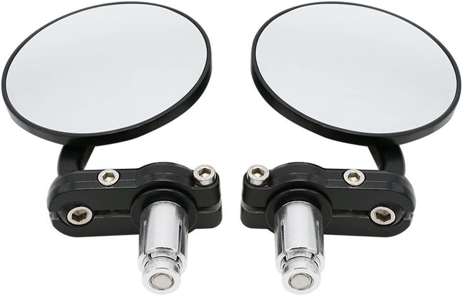 Universal Black 3'' Round 7/8'' Handle Bar End Rearview Convex Mirrors Inceased Vision Side for For Harley Davidson Honda Indian
