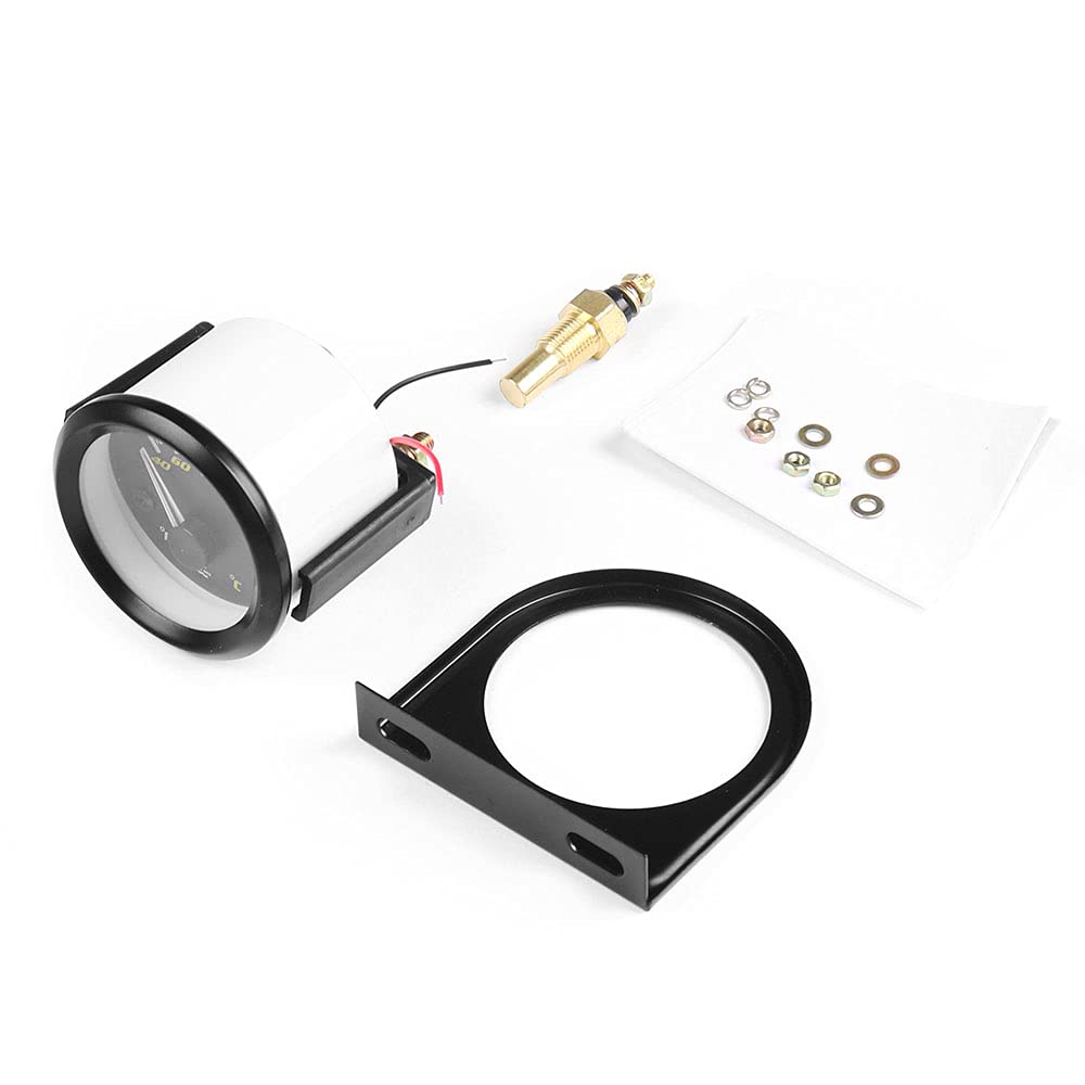 2'' 52Mm Water Temp Gauge 40-120 Celsius /100-250 Fahrenheit Pointer Auto Water Temp Temperature Gauge White Led Car Meter With