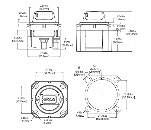 SEAFLO Heavy Duty 900 Amp 4 Position Battery Selector Switch Choose Quantity (01-Pack)