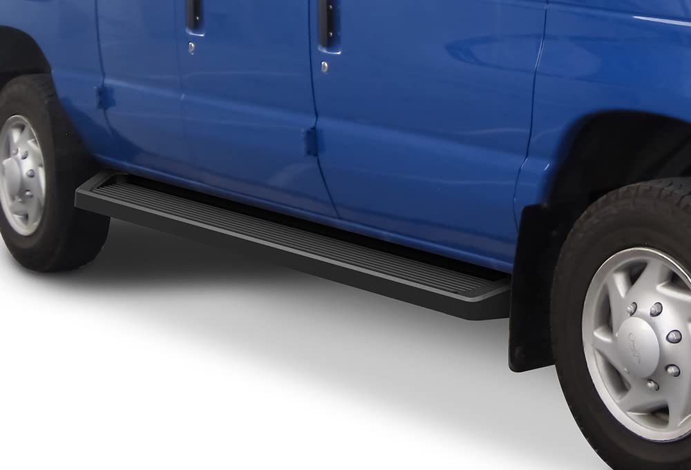 APS Running Boards (Nerf Bars Side Steps Step Bars) Compatible with Ford Econoline 1999-2014 Full Size Van 3-Door (Black Powder 