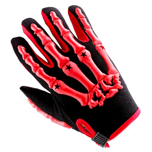 1Storm Youth Motocross Gloves Motorcycle Bmx Mx Atv Dirt Bike Bicycle Skeleton Cycling Kids Gloves Red