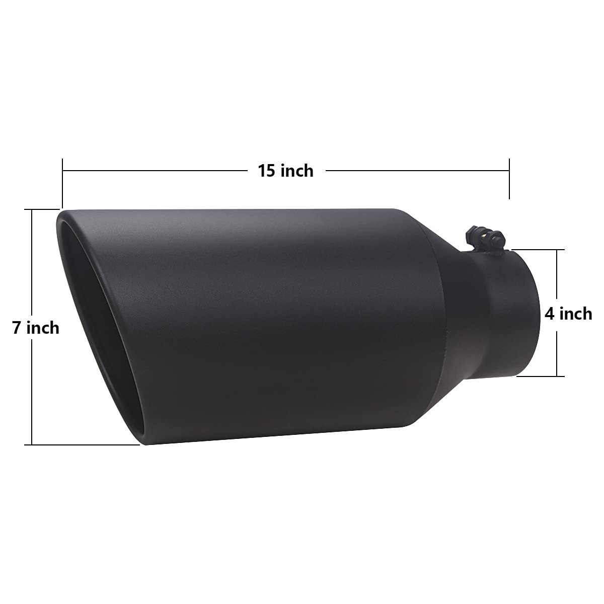 Lcgp 4 Inlet Universal Diesel Exhaust Tip 7 Outlet 15 Long Tail Tip, Polished & Rolled Angle Cut, Bolt-On,Stainless Steel