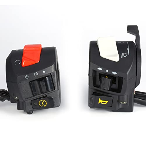 Acouto Motorcycle Handlebar Control Switch 7/8'' Left & Right Side Handlebar Horn Turn Light Control Headlight On/Off Engine Sto