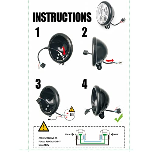 Autokun 5.75 Headlight Light Bucket Housing Trim Ring - Black for Motorcycle