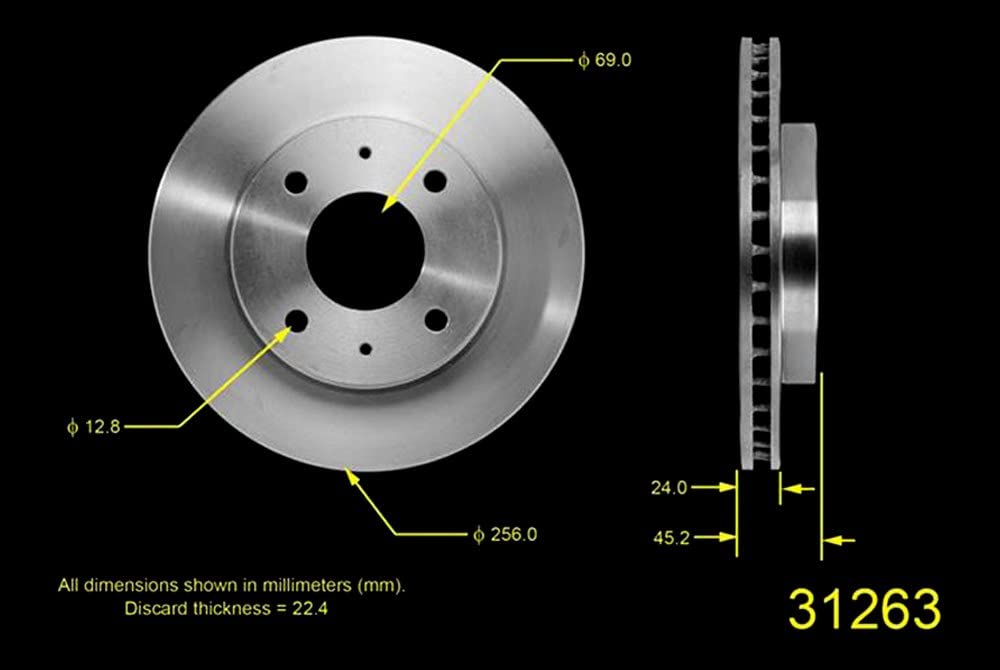 Bendix Premium Prt5460 Front Brake Rotor For Mitsubishi Galant 1993-1990, Lancer 2007-2002, Sigma 1989
