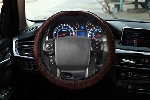 Valleycomfy Steering Wheel Covers Universal 15.75 Inch - Genuine Leather, Breathable, Anti Slip & Odor Free (Coffee, L(15 '' 1/2
