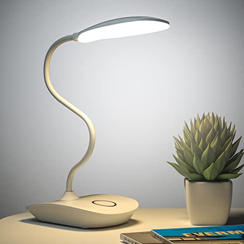 DEEPLITE Battery Operated Desk Lamp, LED Desk Light 3 Lighting Modes Stepless Dimming, Table Lamp 5W Touch control Eye caring, F