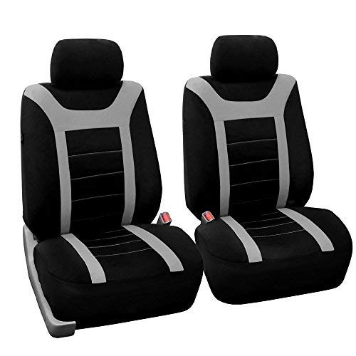 Fh Group Car Seat Covers Sports Seat Covers Front Seats Only, Airbag Compatible Gray Black Automotive Seat Cover Combo Small Car