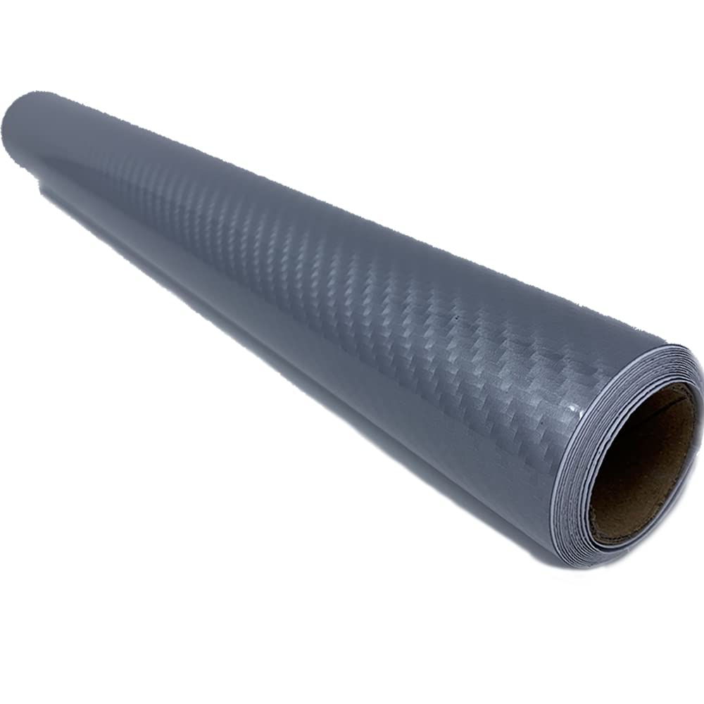 Rockrose 7D High Gloss 7D Silver Carbon Fiber Vinyl Wrap, Anti-Wrinkle, Air Release Automotive Bubble Wrap, Self Adhesive Car Vi