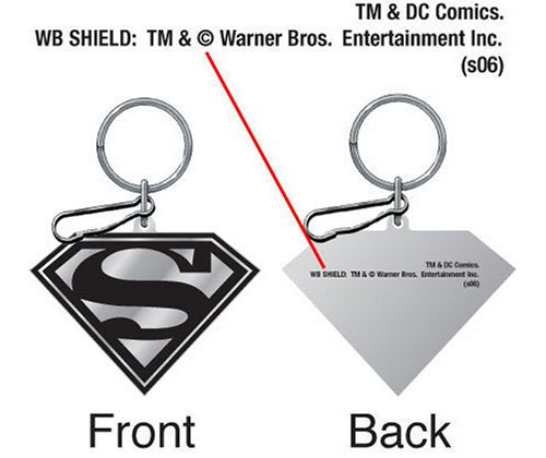 Plasticolor P23-004029R01 Black & Silver Superman Enamel Key Chain