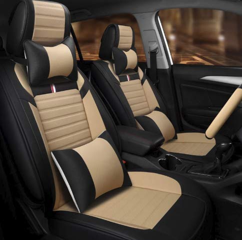 3D FRONTLINE PU Leather Car Seat Cover Compatible with Nissan Magnite (8, BeigeBlack)