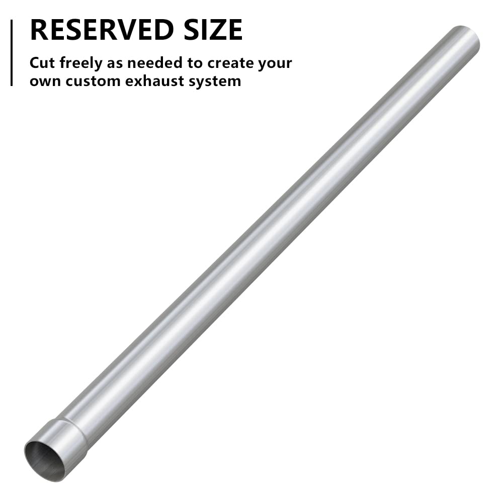 A-KARCK Straight Exhaust Pipe 2.5'' OD 2 Pack, Stainless Steel 48'' Long Mandrel Exhaust Tube, Custom Your Own Exhaust System