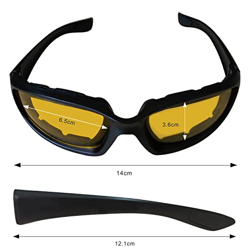 3 Pairs Motorcycle Riding Glasses Foam Padded Eyewear Goggles UV Protection Anti-Wind Dustproof Motorcycle Sunglasses for Outdoo